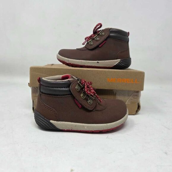New toddler boys 6 Merrell Bare Steps brown hiking boots 2.0 - Picture 1 of 12